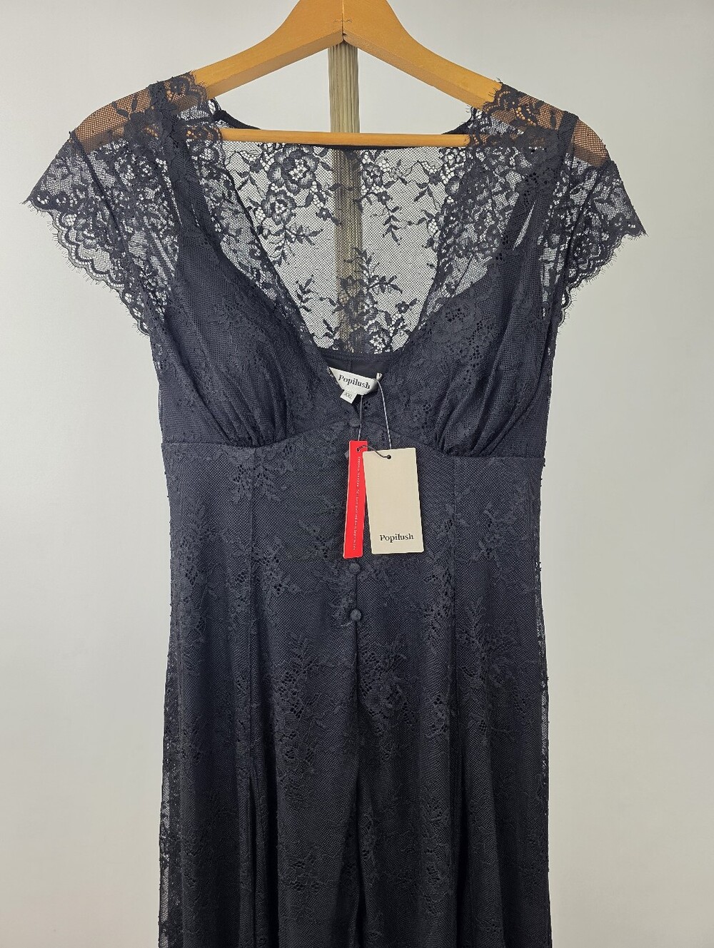 Popilush Women's Black Lace A-Line Split Front Shapewear Maxi Dress Size XXL - Picture 7 of 13